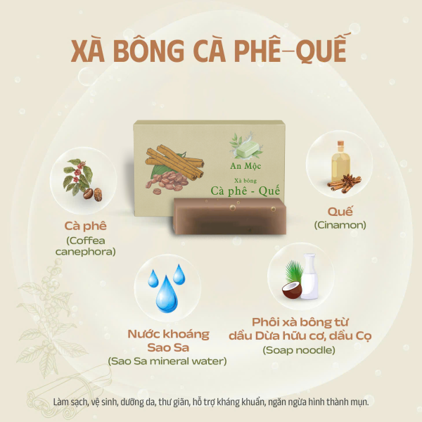 Xà bông thiên nhiên Cà phê - quế An Mộc - 110g - Ảnh 2