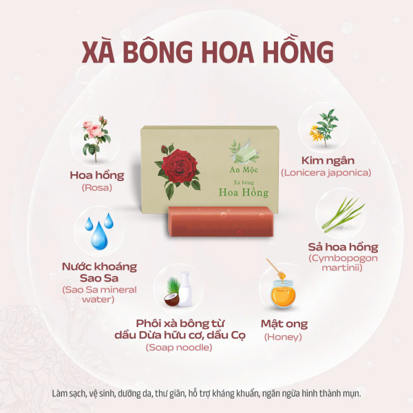 Xà bông thiên nhiên hoa hồng An Mộc - 110g - Ảnh 2