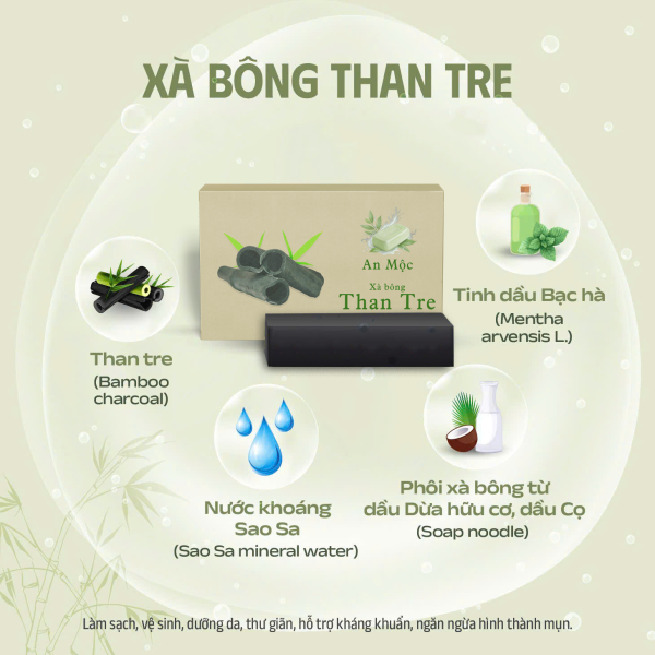 Xà bông than tre hoạt tính An Mộc - 110g - Ảnh 2
