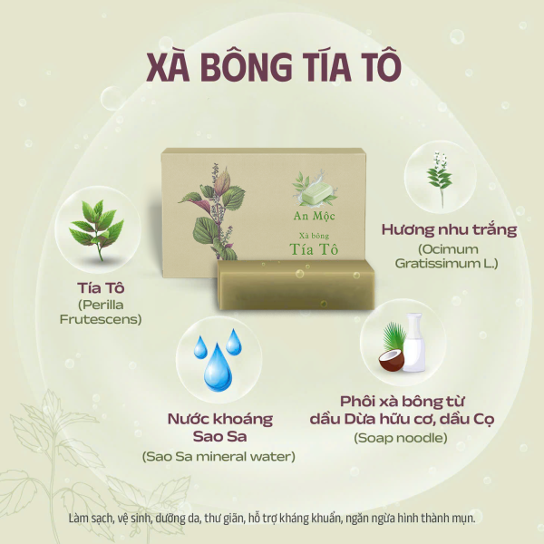 Xà bông thiên nhiên Tía tô An Mộc - 110g - Ảnh 2