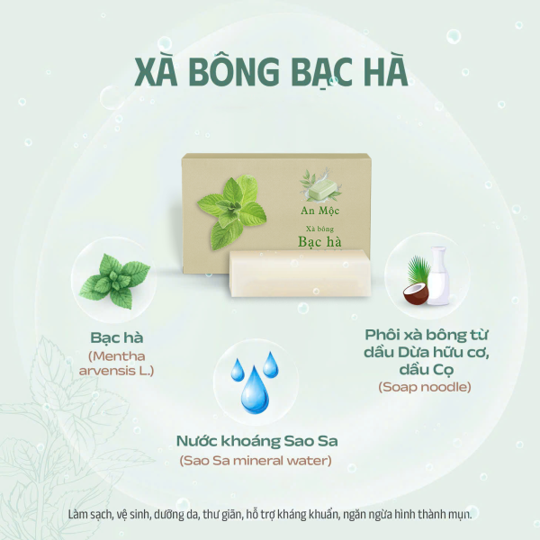 Xà bông thiên nhiên Bạc Hà 110g - An Mộc - Ảnh 2