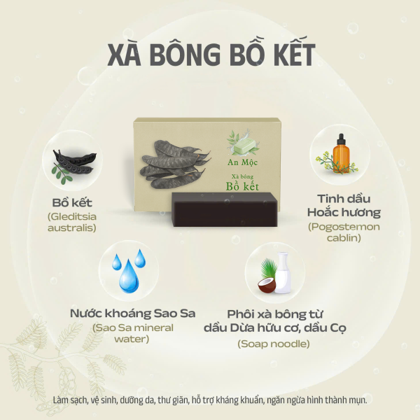 Xà bông thiên nhiên Bồ kết 110g - An Mộc - Ảnh 2