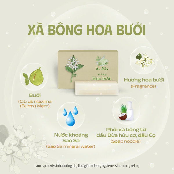 Xà bông thiên nhiên Hoa bưởi 110g - An Mộc - Ảnh 2
