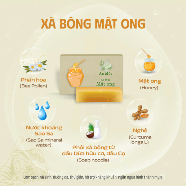 Xà bông thiên nhiên Mật ong 110g - An Mộc - Ảnh 2