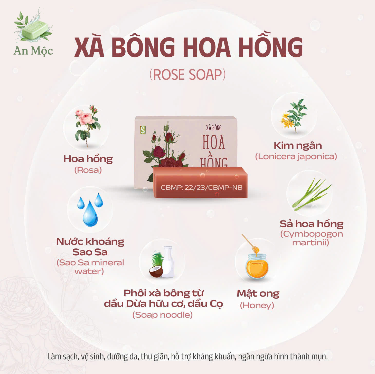 Xà bông trắng da hoa hồng